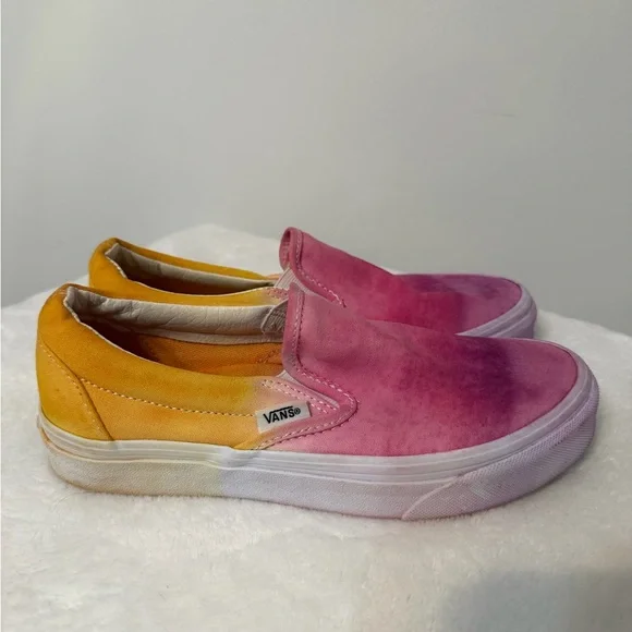 Vans Size 6 Classic Slip-On Pink Yellow Ombré - Picture 6 of 10